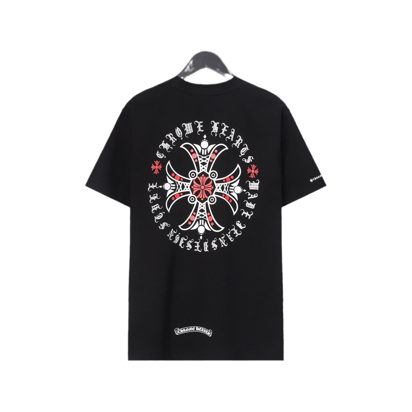 Chrome Heart T Shirts Croix Cross Leather Printed Short Sleeve T-Shirt