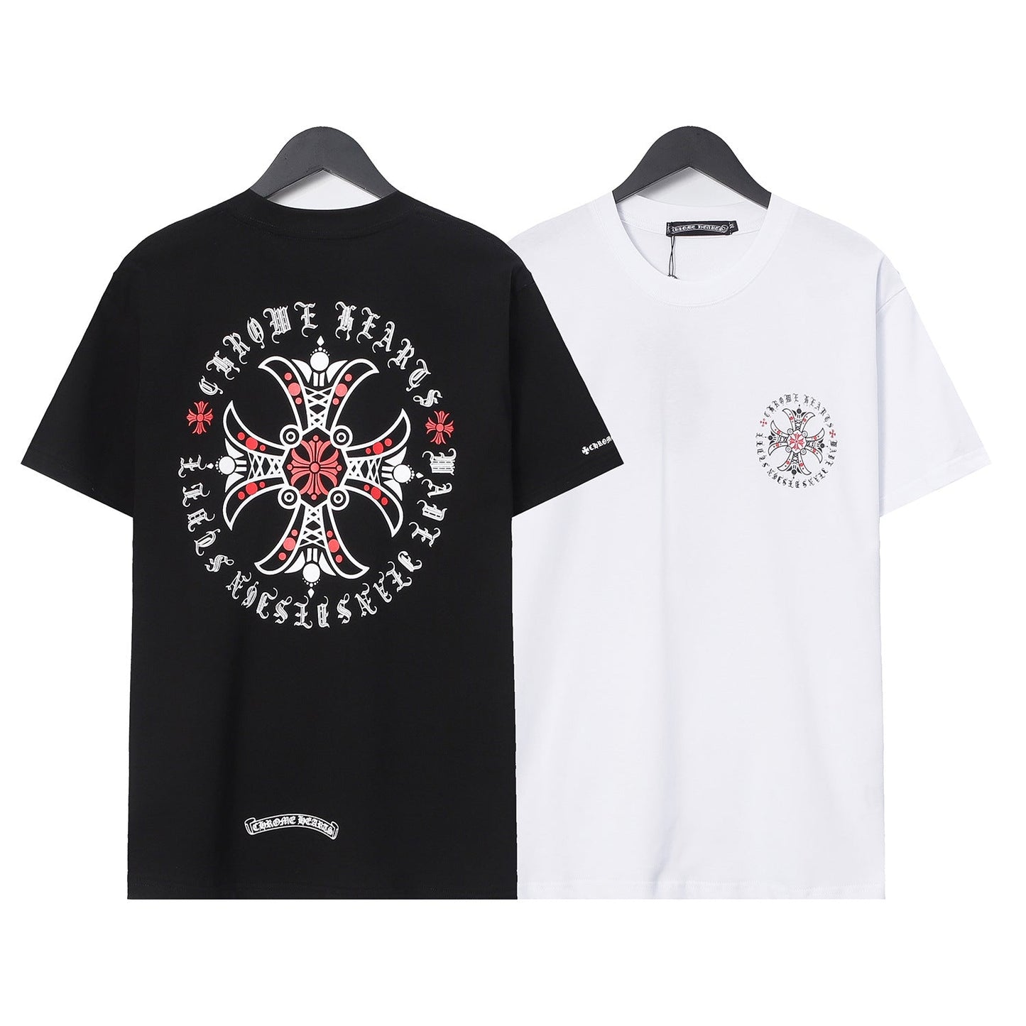 Chrome Heart T Shirts Croix Cross Leather Printed Short Sleeve T-Shirt