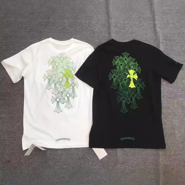 Chrome Heart T Shirts CH Horseshoe Croix Cross Sanskrit Casual Short Sleeve T-Shirt