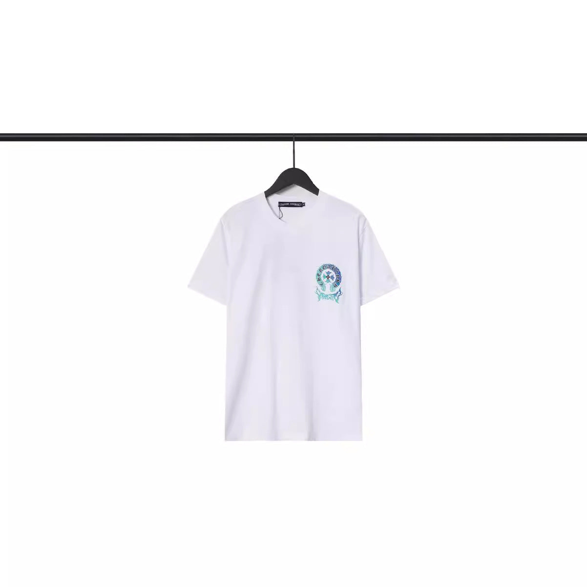 Chrome Heart T Shirts Sanskrit Cross Print Embroidery Loose Short Sleeve T-Shirt