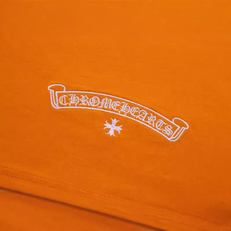 Chrome Heart T Shirts Horseshoe Patch Embroidery Short Sleeve T-Shirt