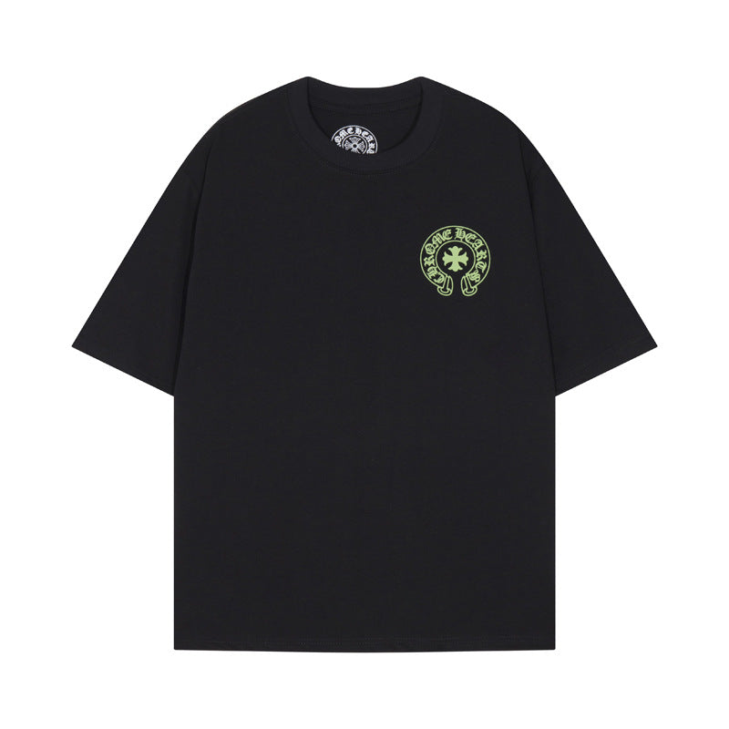 Chrome Heart T Shirts Cross Print Short Sleeve T-Shirt Loose