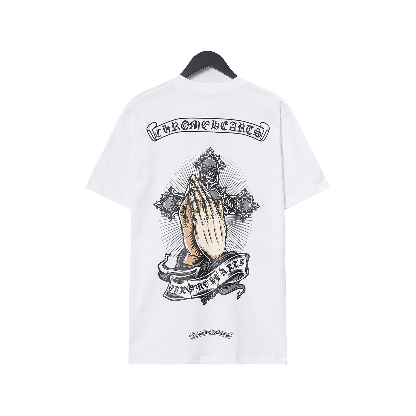 Chrome Heart T Shirts Croix Hands Ribbon Cross