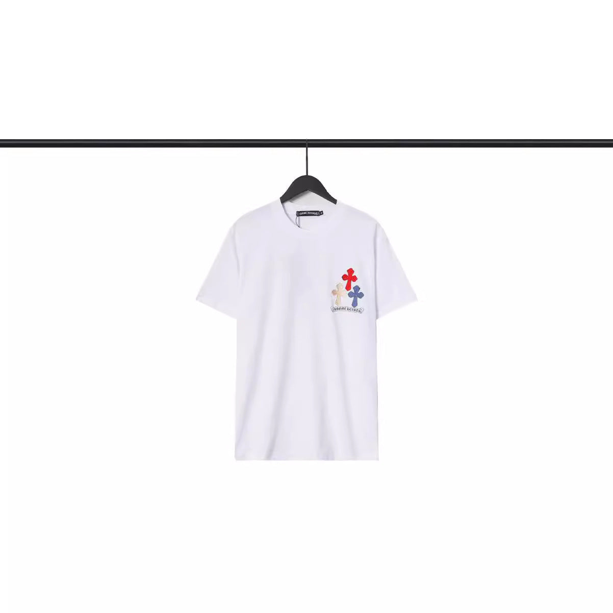 Chrome Heart T Shirts Croix Cross Color Leather Printed Short Sleeve T-Shirt