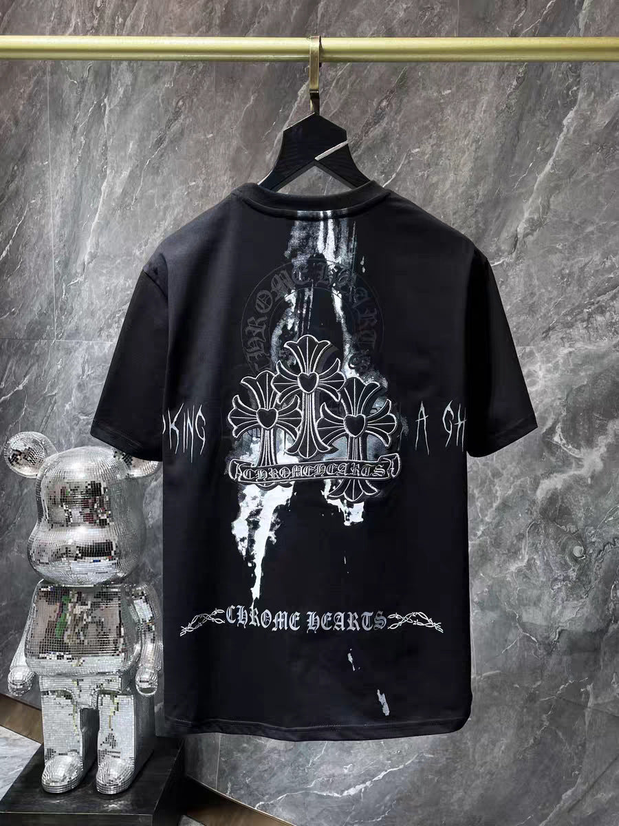 Chrome Heart T Shirts Sanskrit Half Sleeve Crew Neck Short Sleeve Casual