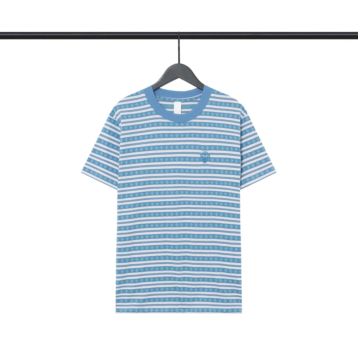 Chrome Heart T Shirts Poison Home Stripe Jacquard Embroidery Short Sleeve Couple T-Shirt
