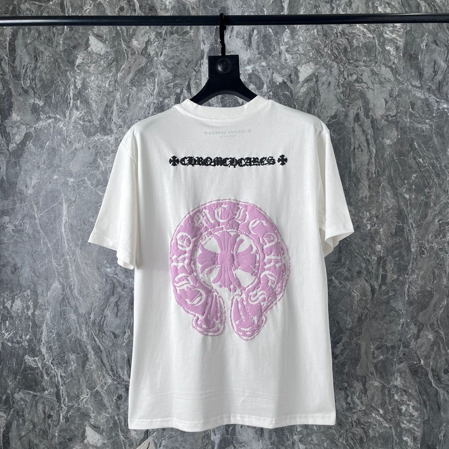 Chrome Heart T Shirts Pink Sanskrit Leather Short Sleeve T-Shirt