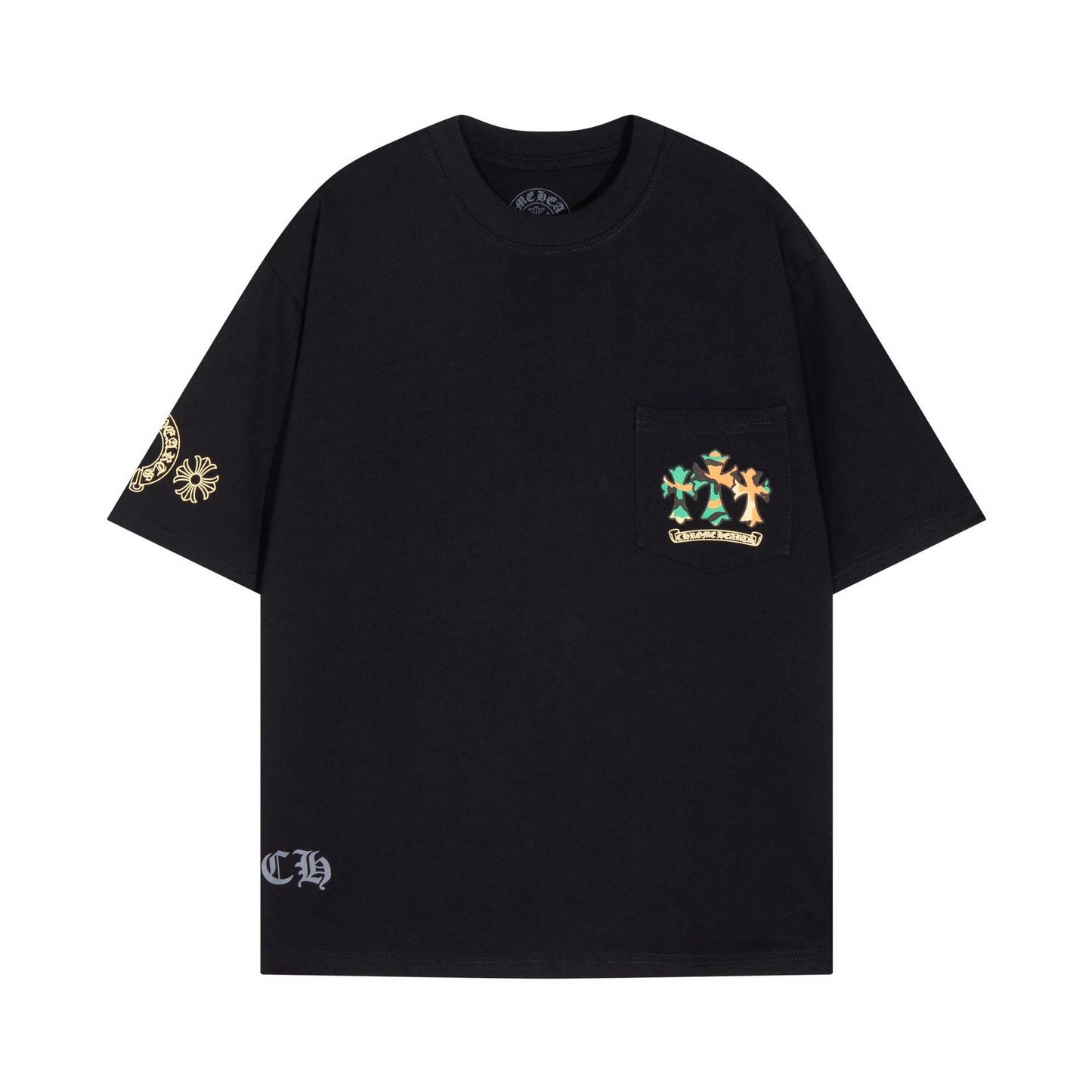 Chrome Heart T Shirts Cross Color Printed Short Sleeve T-Shirt Loose