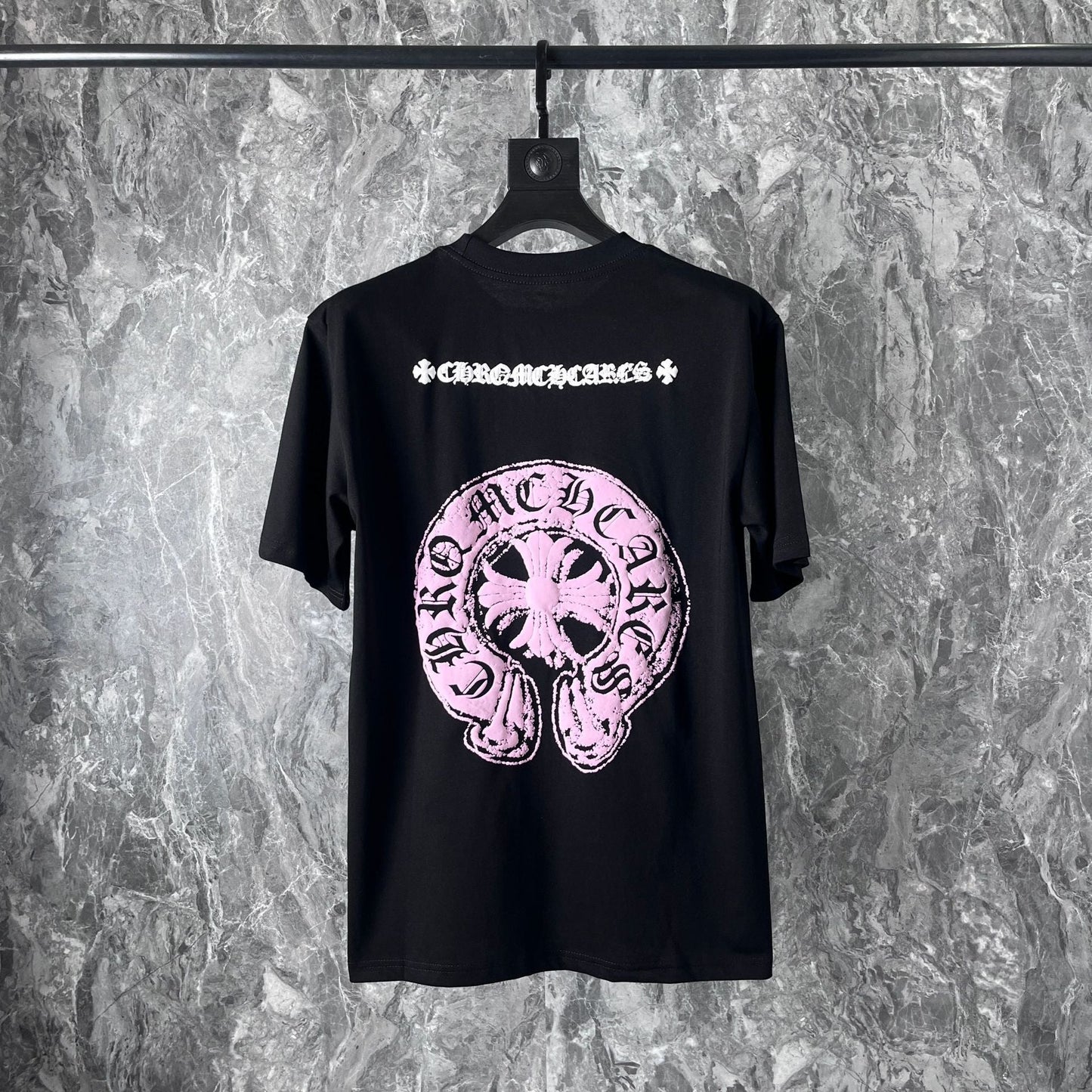 Chrome Heart T Shirts Pink Sanskrit Leather Short Sleeve T-Shirt