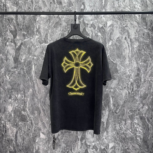 Chrome Heart T Shirts Washing Water Sanskrit Cross Foam Pulp Short Sleeve