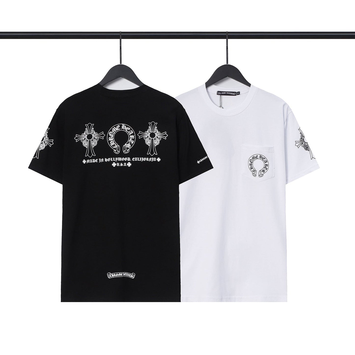Chrome Heart T Shirts Chrome Hearts Cross Sanskrit Print Short Sleeve Crew Neck T-Shirt