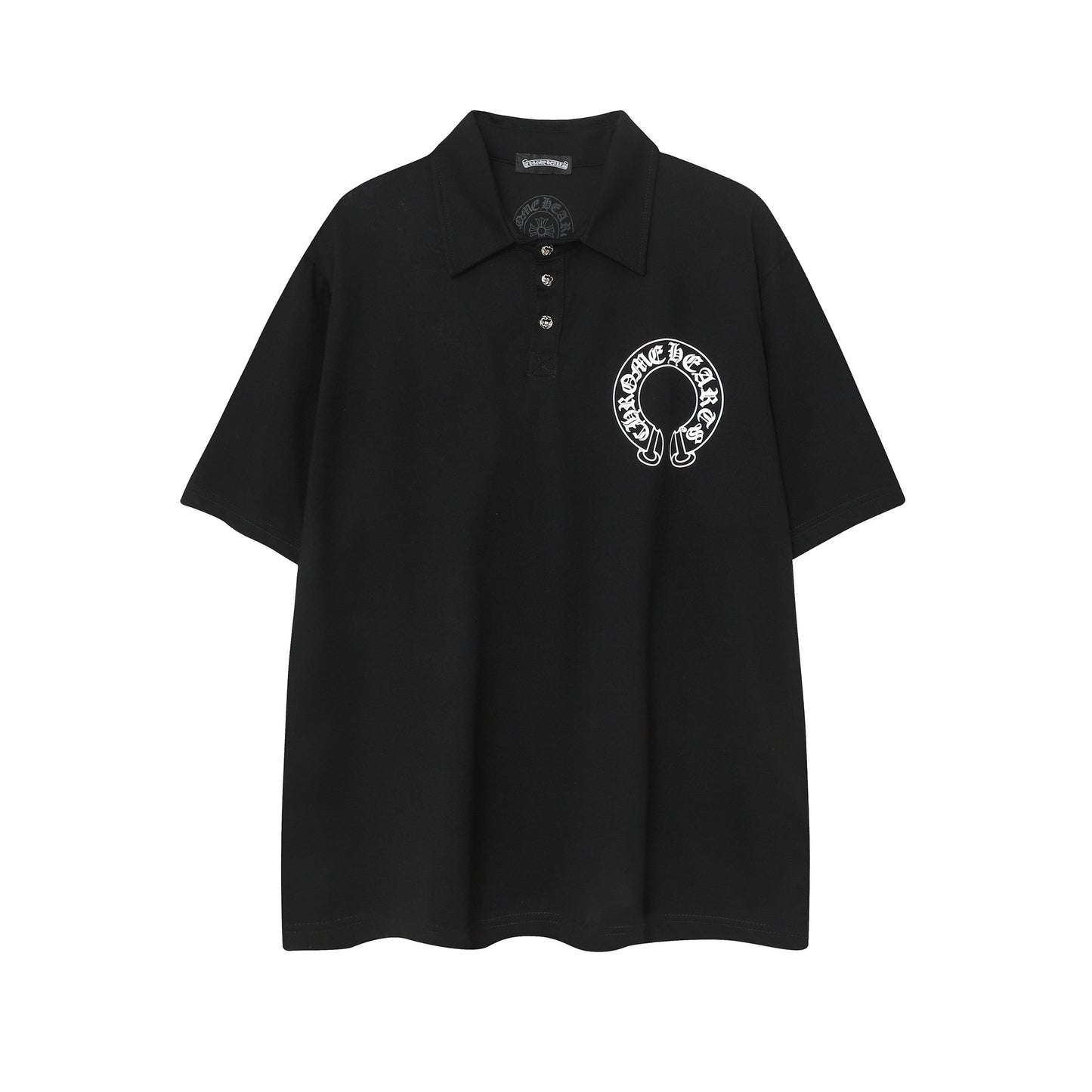 Chrome Heart T Shirts Sanskrit horseshoe print polo shirt short sleeve