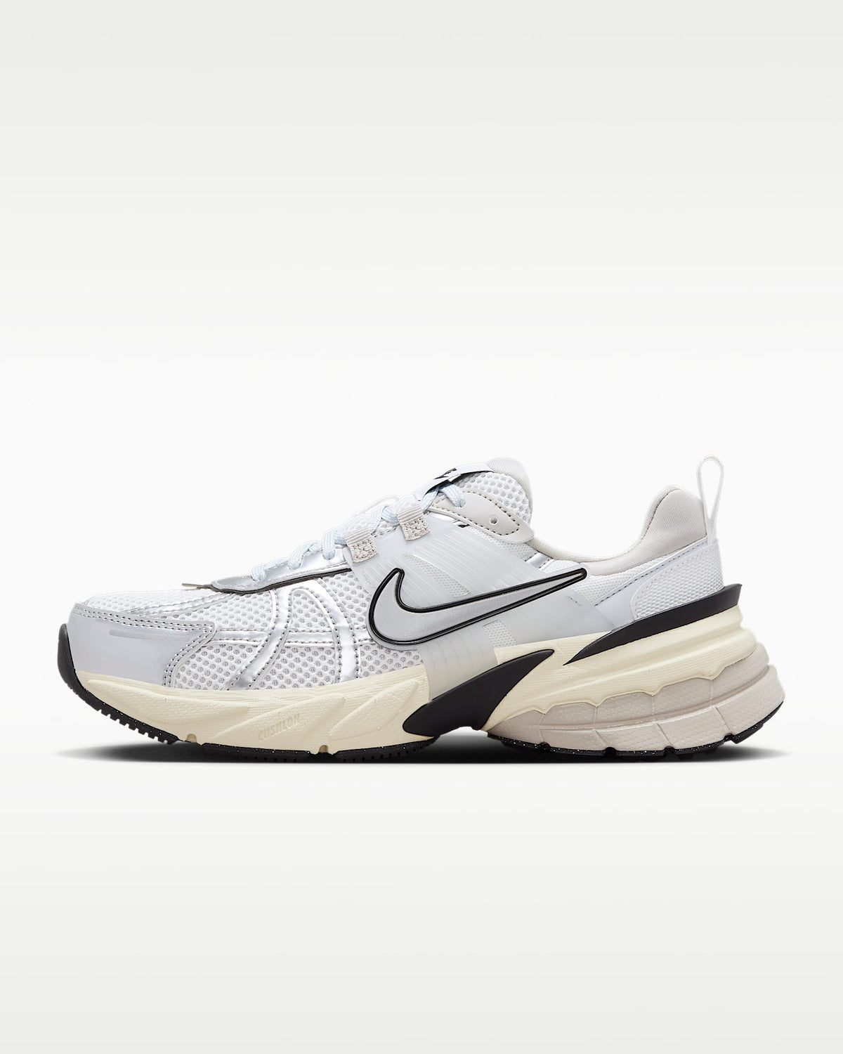 Nike V2K Run ¨C White / Silver / Black Mesh Athletic Sneakers