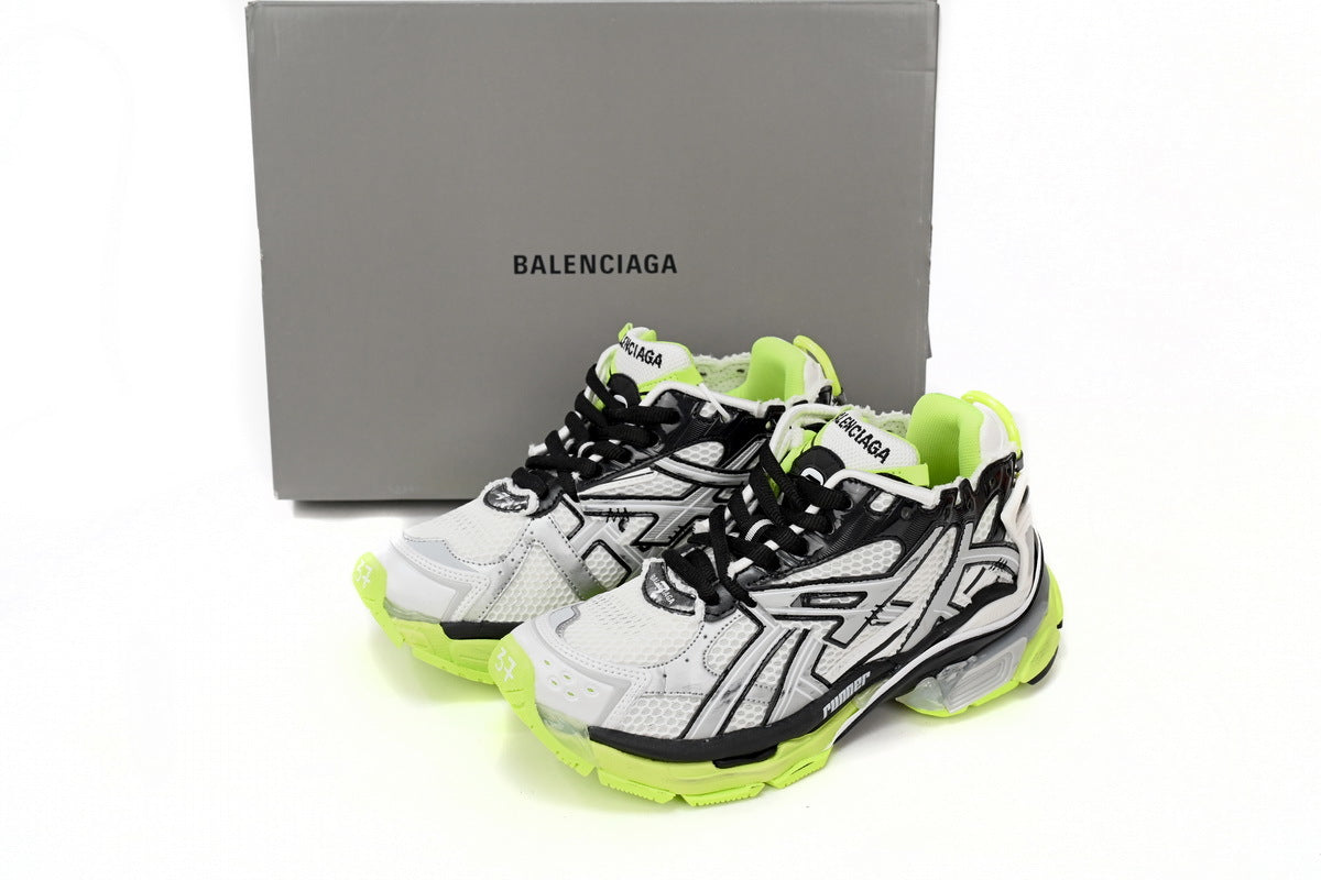 Balenciaga men's shoes Track Runner Sneaker ¨C Distressed Low-Top White and Green