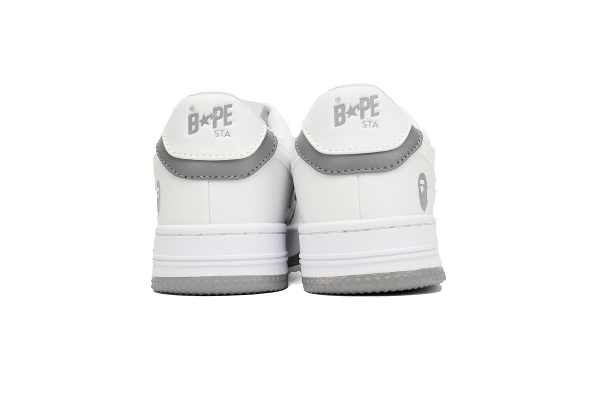 A BATHING APE BAPE STA White & Grey White-Star Sneakers | Women's & Men's Skate-Inspired Shoes