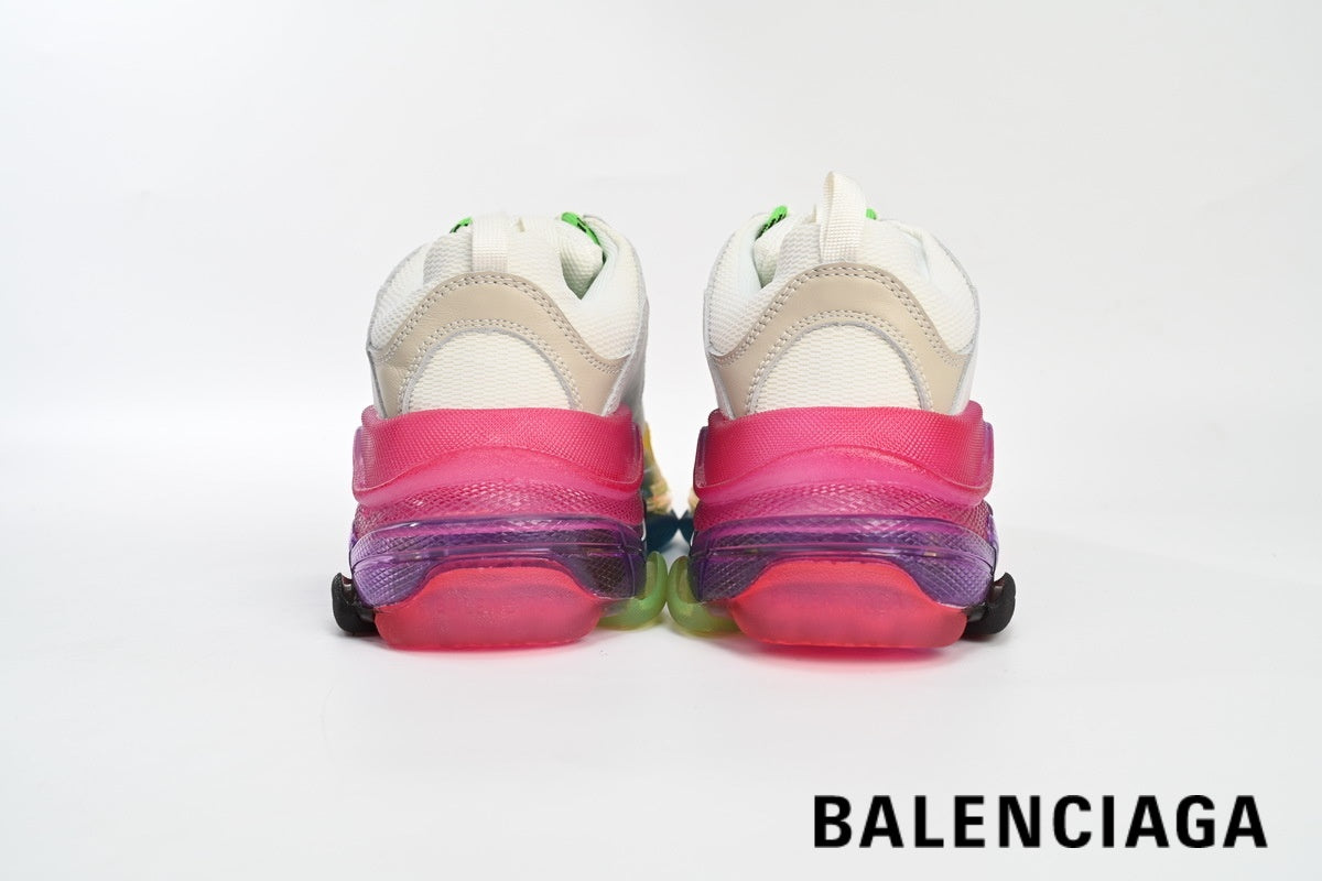 Balenciaga Triple S  men's shoes  women sneakers¨C White, Rainbow & Clear Sole