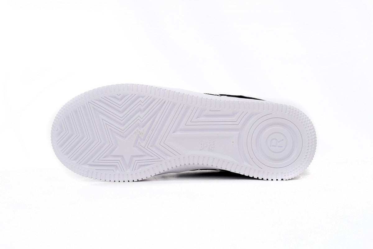 A BATHING APE BAPE STA Glossy Black & Grey Sneakers | Women's & Men's Skate-Inspired Shoes